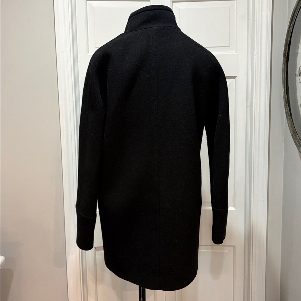 J Crew sz 10 black wool blend classic coat - Picture 4 of 7